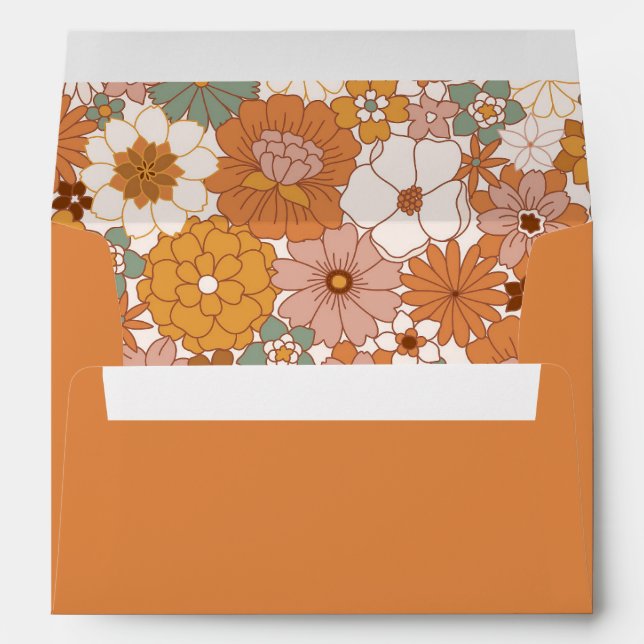 Retro Boho Terracotta Floral Matching Envelope (Back (Bottom))