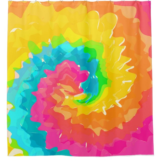 retro boho tie dye shower curtain (Front)