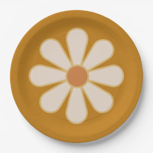 Retro Boho Vintage Daisy Paper Plates