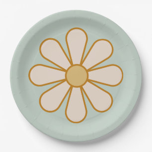 Retro Boho Vintage Daisy Paper Plates