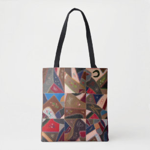 Retro Boho Vintage Patchwork Crazy Quilt Colourful Tote Bag