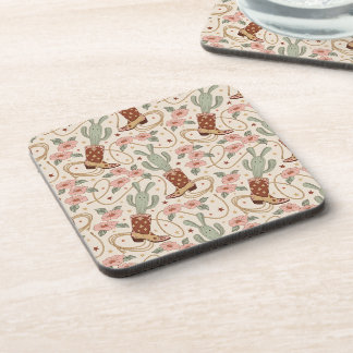 Retro Boho Western Cactus & Floral Cowboy Boot Coaster