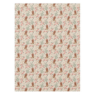 Retro Boho Western Cactus & Floral Cowboy Boot Tablecloth