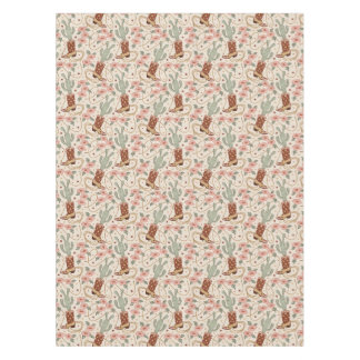 Retro Boho Western Cactus & Floral Cowboy Boot Tablecloth