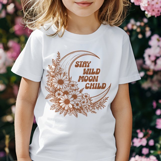 Retro Boho Wild Flower Moon Floral Line Art Quote T-Shirt (Creator Uploaded)