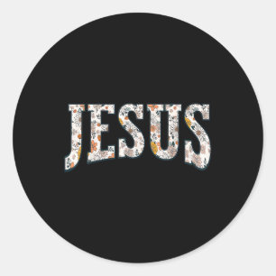 Retro Boho Wildflower Jesus God Faith Religious Ch Classic Round Sticker