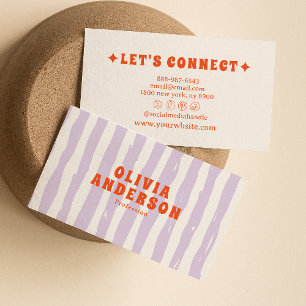 Retro Bold Boho 70s Groovy Funky Unique Trendy Fun Business Card