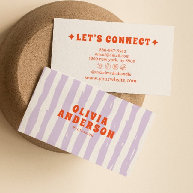 Retro Bold Boho 70s Groovy Funky Unique Trendy Fun Business Card (Creator Uploaded)