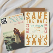 Retro Bold Bright QR Code Photo Save the Date