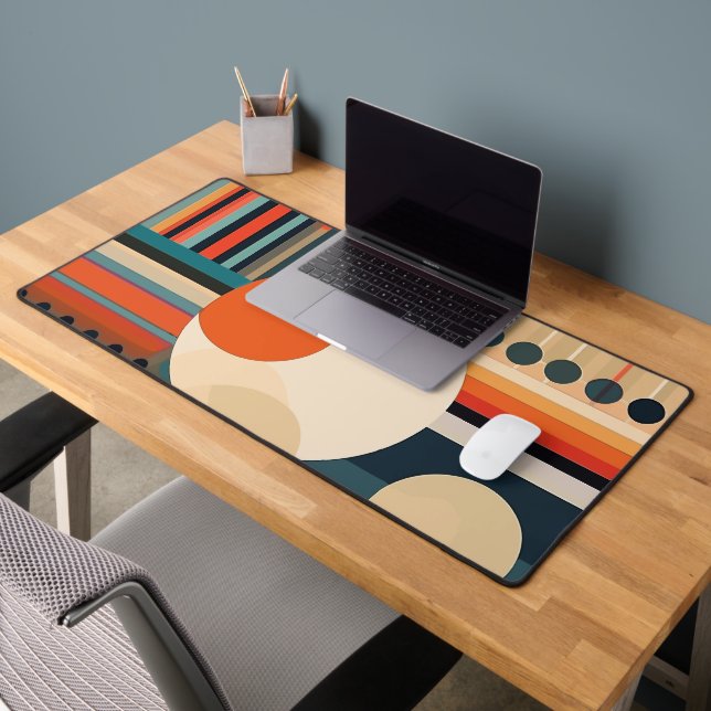Retro Bold Circles and Stripes 1 of 6 Desk Mat (Office 2)