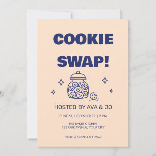 Retro Bold Cookie Swap Christmas Party Invitation