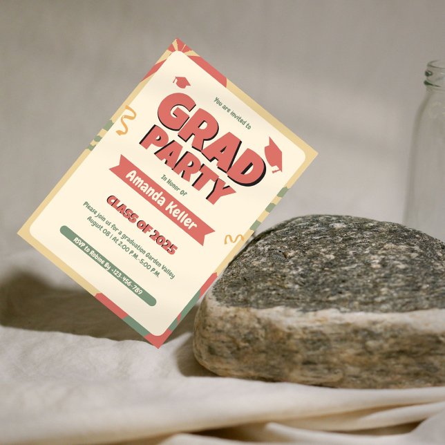 Retro Bold Grad Party Invitation (Creator Uploaded)