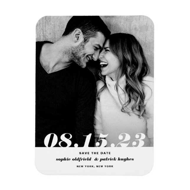 Retro Bold Italic Typography Photo Save The Date Magnet (Vertical)