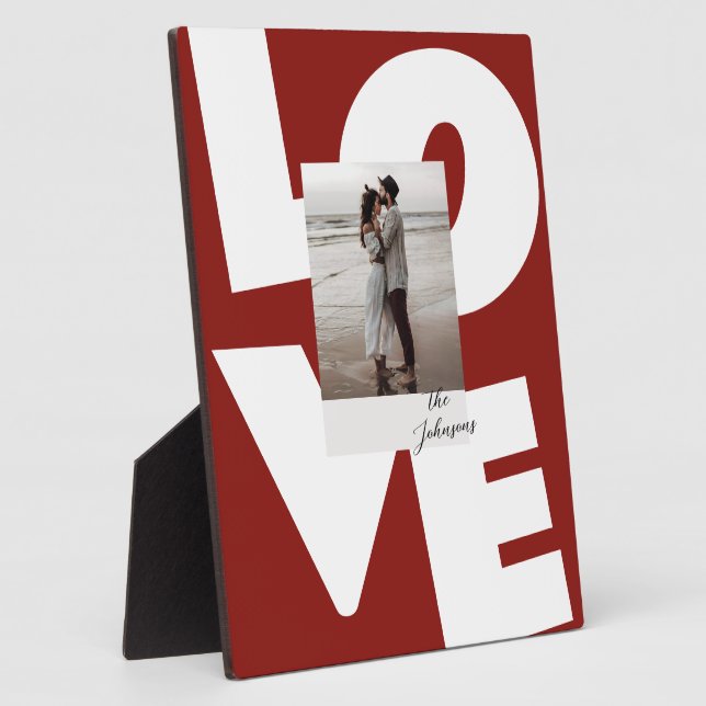 Retro Bold Love Typography One Photo Plaque (Side)