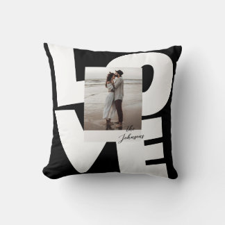 Retro Bold Love Typography with Photo Cushion