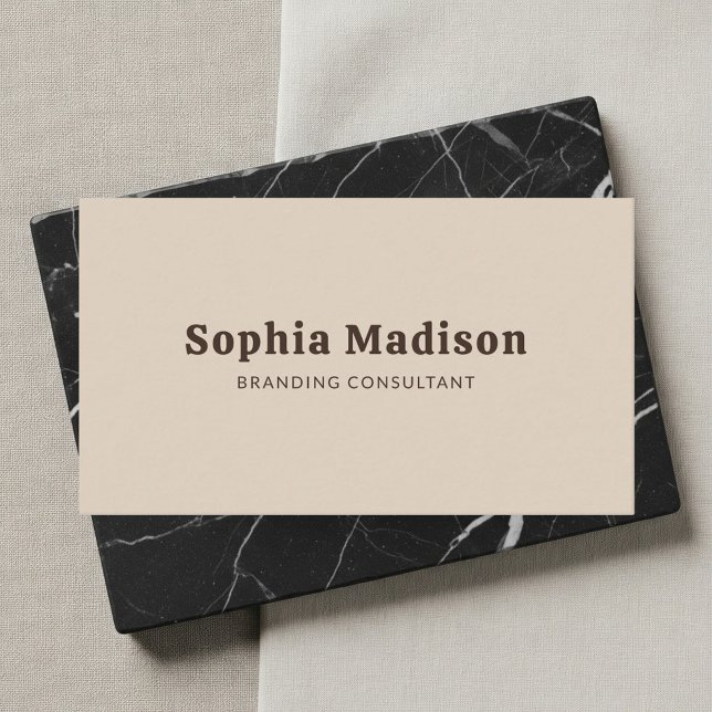 Retro Bold Minimalist Beige Brown Business Card (Creator Uploaded)