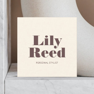 Retro Bold Minimalist Beige Square Business Card