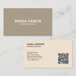 Retro Bold Minimalist BELGE BROW QR Code Business Card
