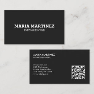 Retro Bold Minimalist Black QR Code Business Card