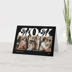 Retro Bold Mom 4 Photo Collage Mother's Day Card