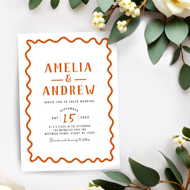 Retro Bold Orange Simple Wedding Invitation (Creator Uploaded)