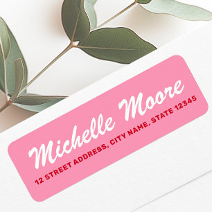 Retro bold pink and red return address