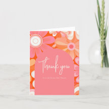 Retro Bold Pink Arch Folded Thank You Card