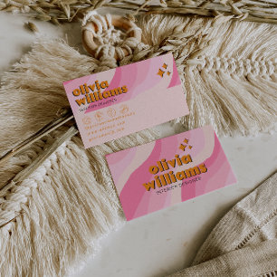 Retro Bold Pink Orange Groovy Girly Unique Fun Business Card