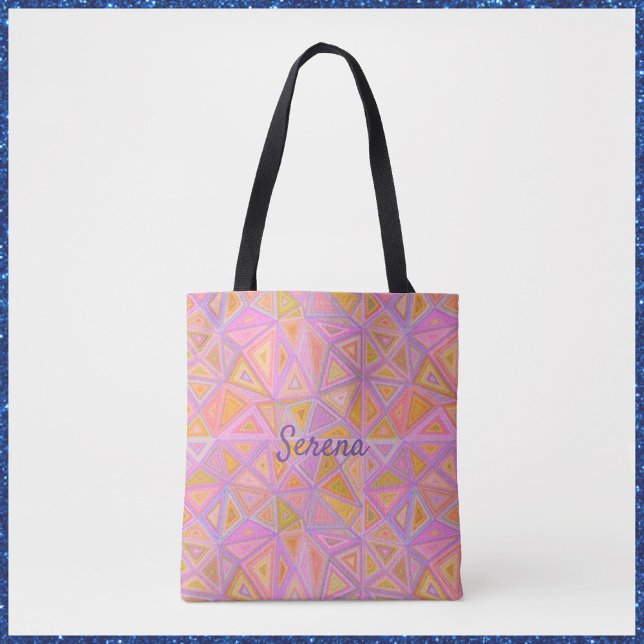 Retro Bold Pink Purple and Yellow Geometric  Tote Bag (Creator Uploaded)