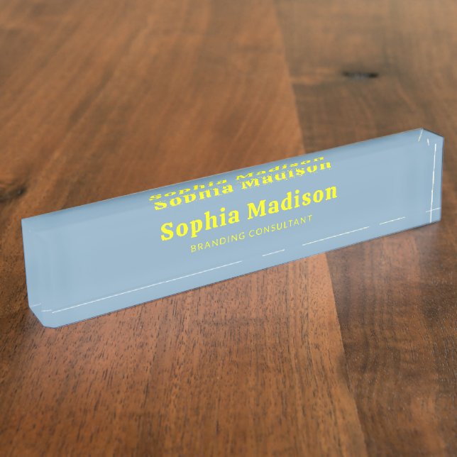Retro Bold Serif Blue Yellow Nameplate (Side)