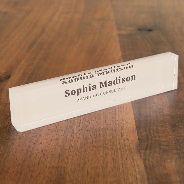 Retro Bold Serif Green Beige Brown Nameplate (Side)