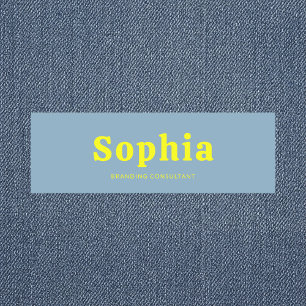 Retro Bold Serif Simple Blue Yellow Name Tag