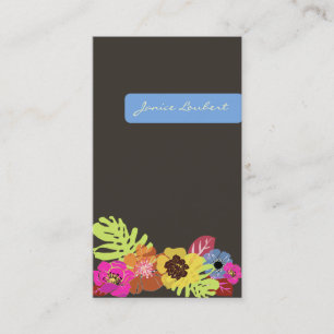 RETRO BOLD TROPICAL FLOWERS/DIY BACKGROUND BUSINESS CARD
