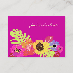 RETRO BOLD TROPICAL FLOWERS/DIY BACKGROUND BUSINESS CARD