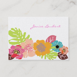 RETRO BOLD TROPICAL FLOWERS/DIY BACKGROUND BUSINESS CARD