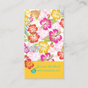 RETRO BOLD TROPICAL FLOWERS, HIBISCUS BUSINESS CARD