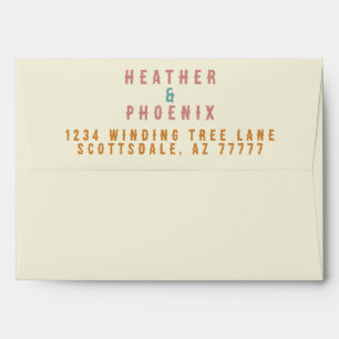Retro Bold Typography Bright Custom Photo Wedding Envelope