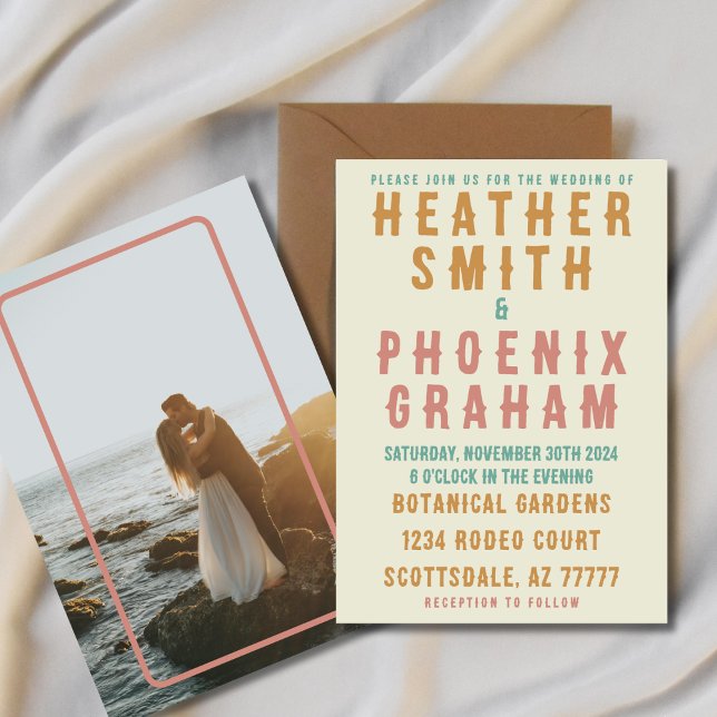 Retro Bold Typography Bright Photo Wedding Invitation (Creator Uploaded)