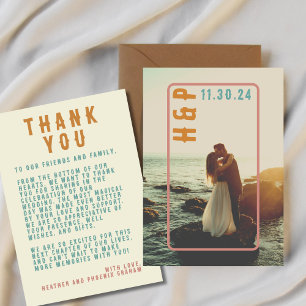 Retro Bold Typography Bright Photo Wedding Thank You Card