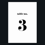 Retro Bold Typography Wedding Table Number 3 Card<br><div class="desc">Retro Bold Typography Wedding Table Number 3. Stylish table number featuring black retro bold typography with white background. Other numbers and matching items are available.</div>