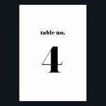 Retro Bold Typography Wedding Table Number 4 Card<br><div class="desc">Retro Bold Typography Wedding Table Number 4. Stylish table number featuring black retro bold typography with white background. Other numbers and matching items are available.</div>