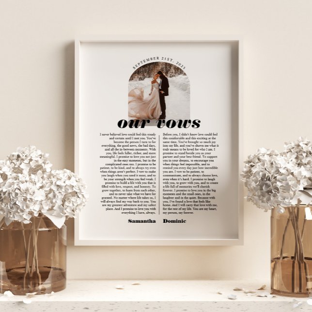 Retro Bold Wedding Vows Arch Photo Poster (Creator Uploaded)