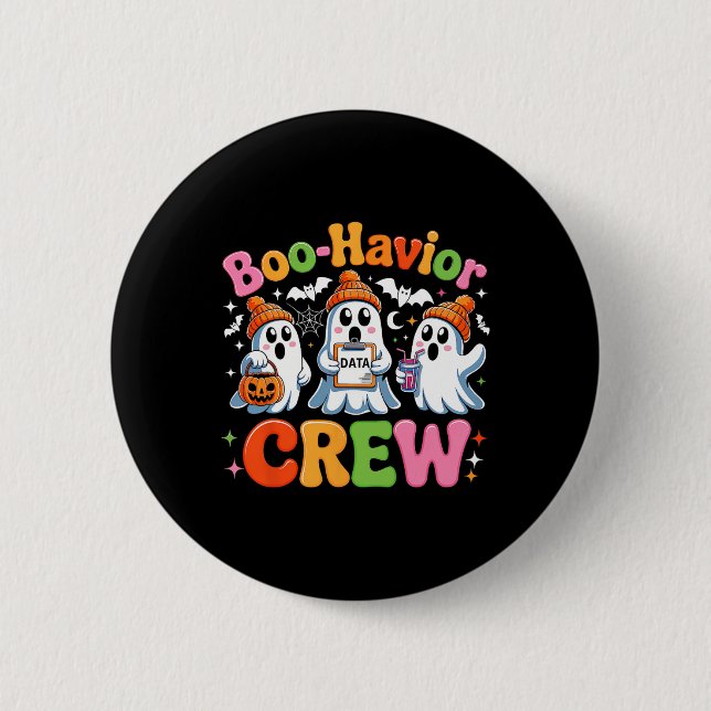 Retro Boo-havior Crew Behaviour Analyst Halloween  6 Cm Round Badge (Front)