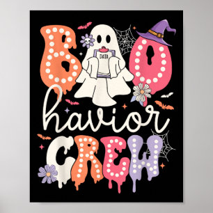 Retro Boo-havior Crew Behaviour Analyst Halloween Poster