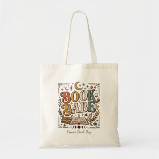Retro Book Babe Mystical Celestial Witchy Bookish Tote Bag
