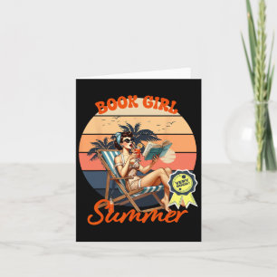 Retro Book Girl Tropical Summer Bookish Beaches Va Card