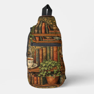 Retro book lover book club  sling bag