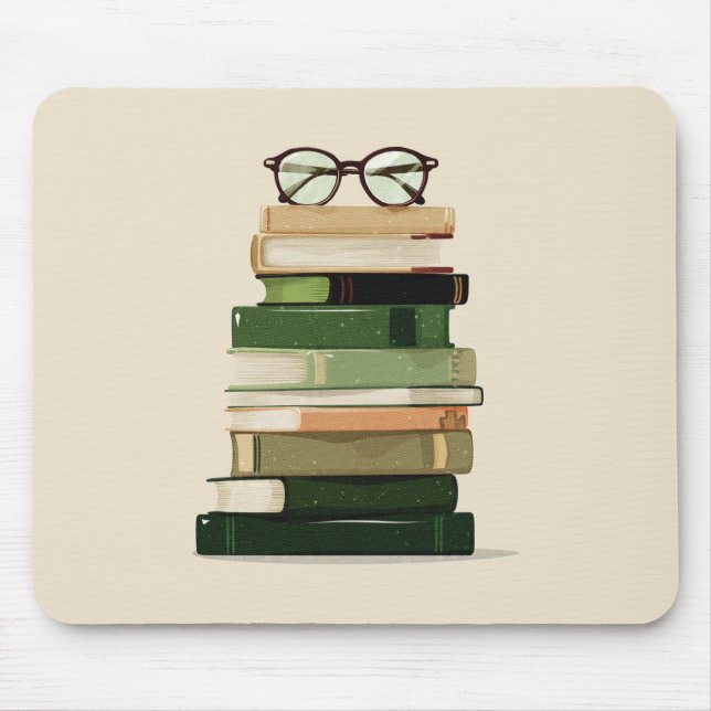 Retro Book Lover Mouse Pad (Front)