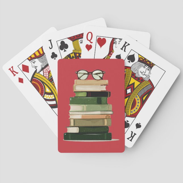 Retro Book Lover Playing Cards (Back)