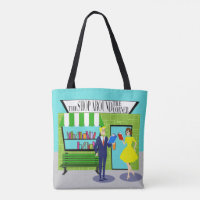 Retro Book Lovers All-Over Print Tote Bag